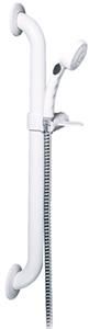 ADA Wall Grab Bar Kit and Hand Shower System, White (Chrome nut)