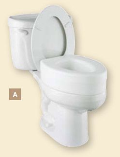 TOILET SAFETY - Elevated Toilet Seat with Locking Lever, Elongated - White