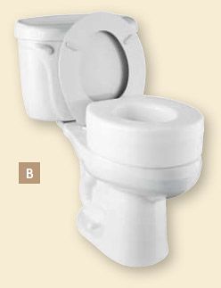 TOILET SAFETY - Elevated Toilet Seat with Locking Lever, Round - White