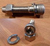 3/8" x 2" Hex Drive Machine Screw with Nut and Lock Washer 4 Count
